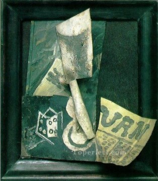 1914 Pintura - Verre de et journal cubista de 1914